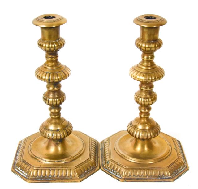 Pair Maitland Smith Brass Candlesticks (1 of 8)