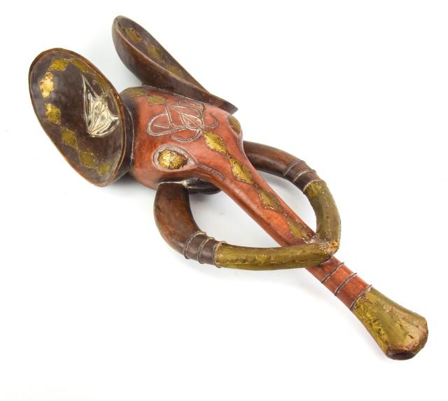 African Bamileke Tribe Elephant Mask w Brass Inlay (1 of 10)