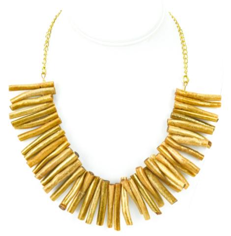 Artisan Made Necklace w Gold Painted Natural Coral (1 of 6)