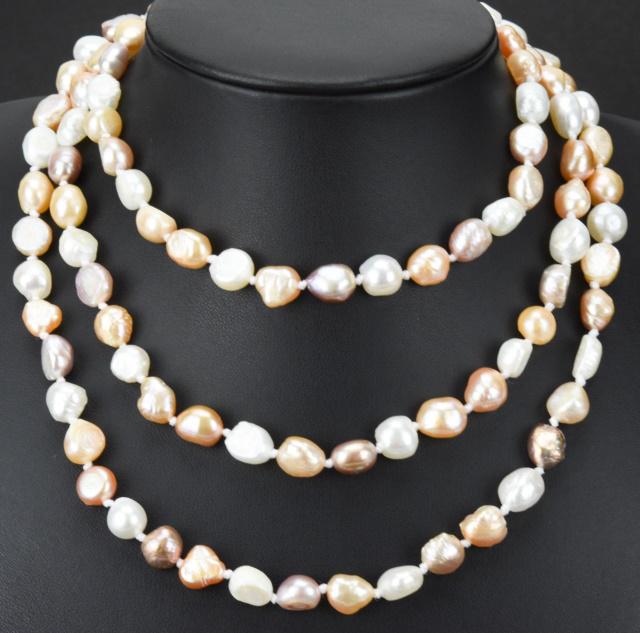 Hand Knotted Multi Color Baroque Pearl Necklace (1 of 7)