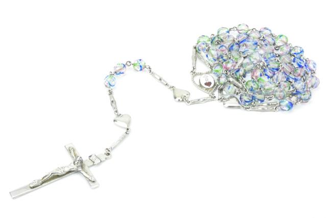 Vintage Iridescent Rhinestone Rosary Bead Necklace (1 of 7)