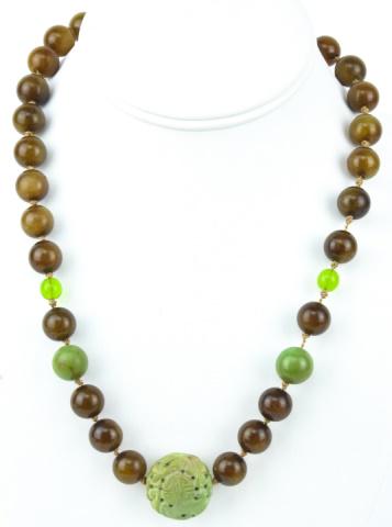 Vintage Chinese Necklace w Agate & Carved Beads (1 of 5)