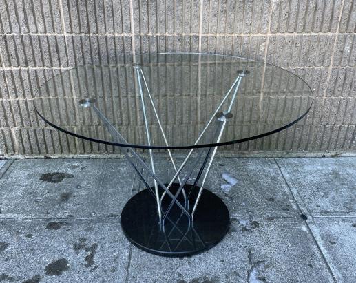 Modernist Chrome & Glass Top Dining Table (1 of 4)