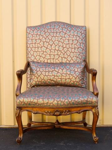 Louis XV Custom Upholstered Armchair w Nailhead (1 of 8)