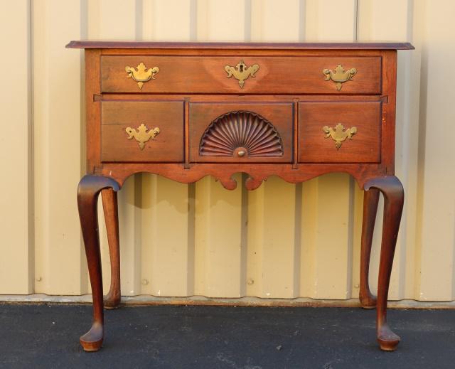 Antique Queen Anne Carved Lowboy w Shell Motif (1 of 9)