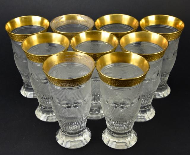 Antique Gilt Rimmed Bavarian Etched Glassware (1 of 7)