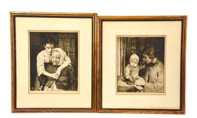 Pair Signed William Lee-Hankey Etching Portraits (1 of 9)