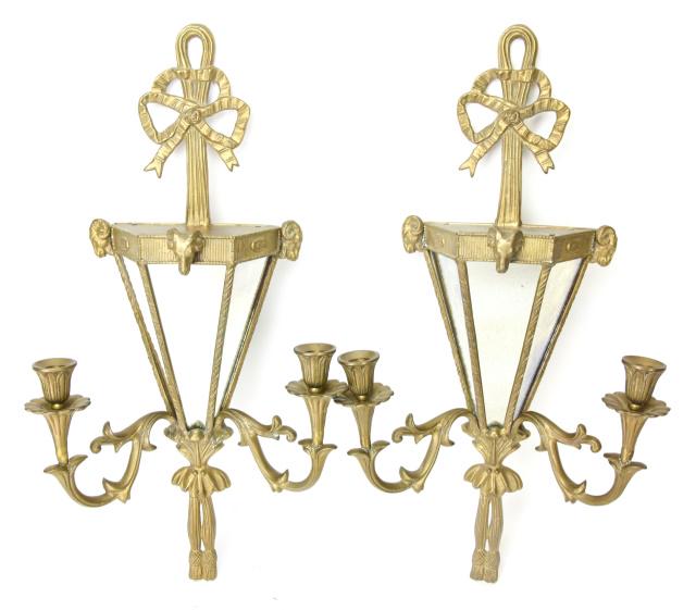 Neoclassical Bronze Mirrored Scones w Ram Head (1 of 8)
