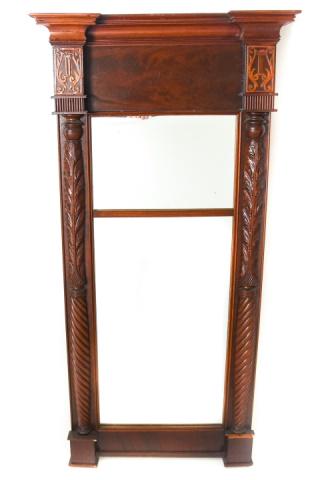 Antique American Empire Flame Mahogany Pier Mirror (1 of 9)