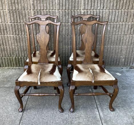 Hide Upholstered Antique American Queen Anne Chair (1 of 7)