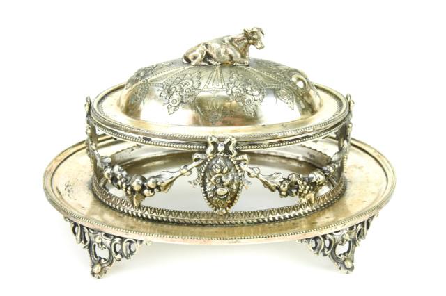 Antique Silver Plate Lidded Compote w Bull Finial (1 of 7)