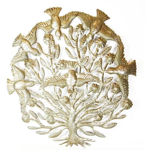 Mexican Folk Art Hammered Tin Bird Tree of Life (1 of 6)