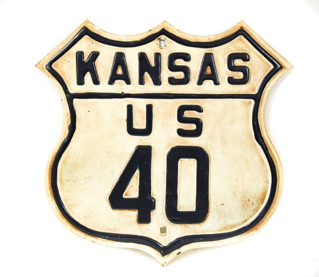 Antique Kansas US Route 40 Metal Sign (1 of 5)