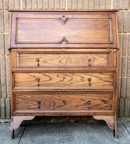 Arts & Crafts Oak Secretary / Slant Front Desk (1 of 7)