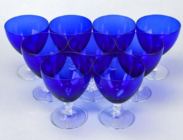 Set 9 Hand Blown Cobalt Goblets (1 of 7)