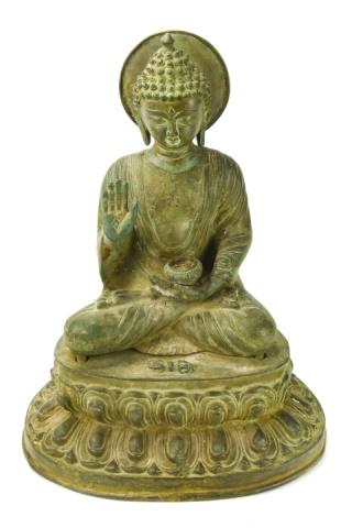 Verdigris Cast Bronze Seated Buddha Statue (1 of 7)