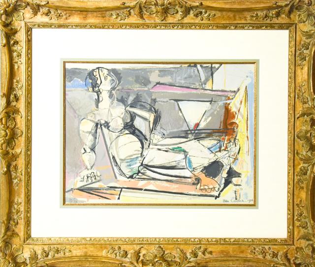 Max Weber "Reclining Woman" Modernist Screenprint: Max Weber (American, 1881 - 1961) "Reclining Woman: Modernist Screenprint. Signed and dated within the matrix. #72/ 96. Professionally framed and matted. Screenprint measures 17 inches x 23 inches. Fr