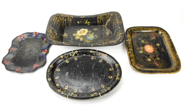 Antique Painted Tole & Paper Mache Display Trays (1 of 10)