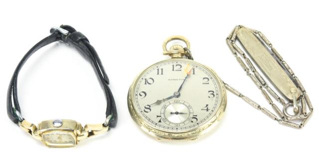 Hamilton Pocket Watch Chain, Women's 14K Gold Tank (1 of 7)