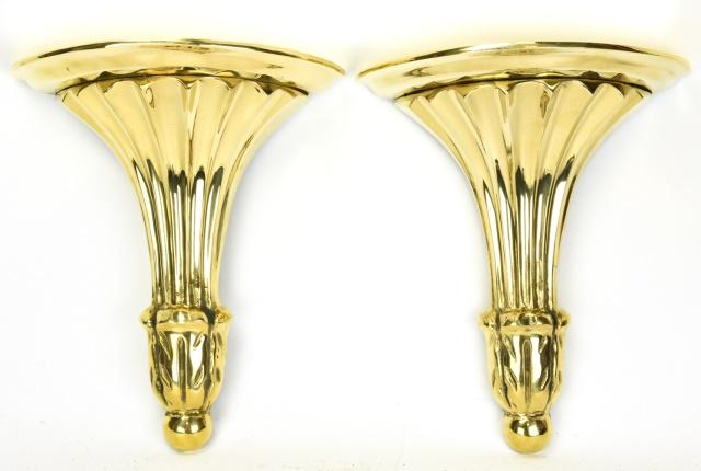 Pair Empire Style Heavy Gilt Brass Wall Brackets (1 of 8)
