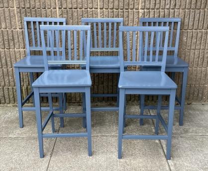 Set 5 Italian Painted Slat Back Kitchen Bar Stools (1 of 5)