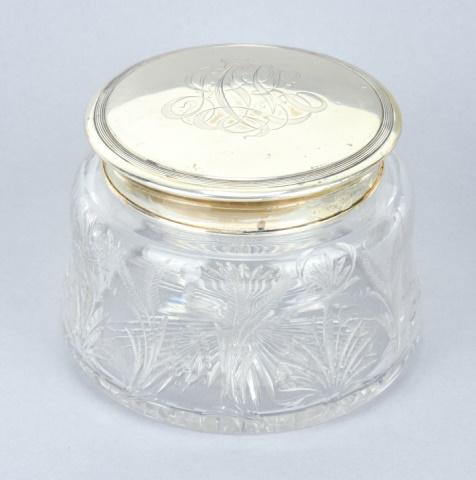 Large Antique Sterling Silver & Crystal Table Box (1 of 8)