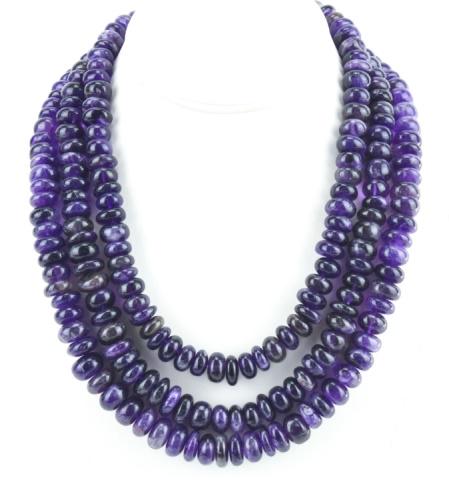 Triple Strand Necklace w Carved Amethyst Beads (1 of 6)