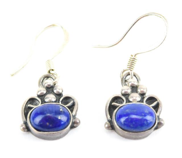 Pair Sterling Silver Lapis Lazuli Cabochon Earring (1 of 6)
