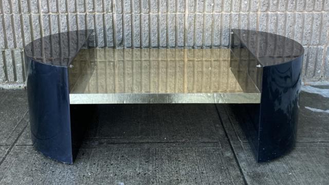 Modern Black Lacquer & Brass Tone Coffee Table (1 of 5)