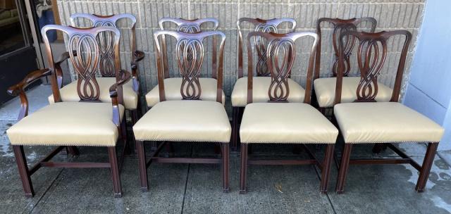 Set 8 Sheraton Style Faux Leather Dining Chairs (1 of 9)