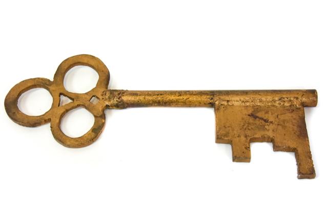Monumental Gilt Metal Skeleton Key (1 of 6)
