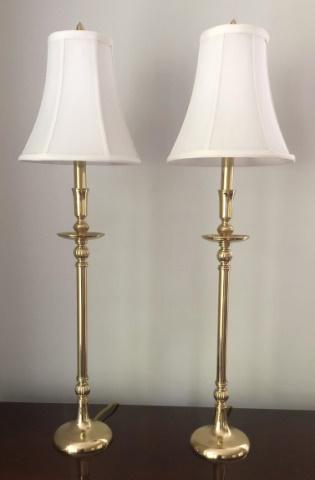 Pair Quality Brass Candlestick Lamps (1 of 6)