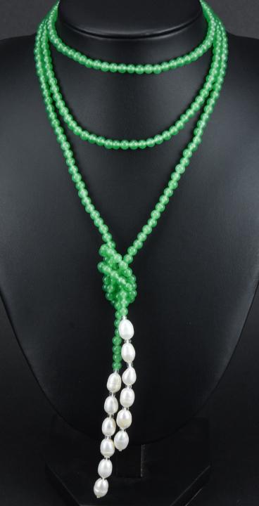 150 Carat Emerald Lariat Necklace w Baroque Pearls (1 of 7)