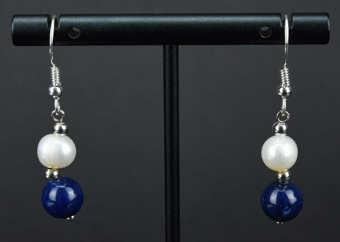 Sterling Silver Lapis Lazuli Baroque Pearl Earring (1 of 5)