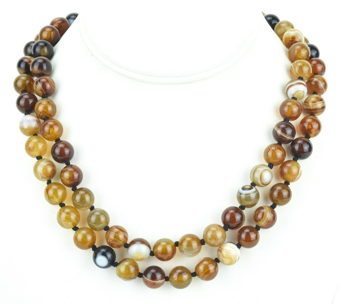 Pair of Black & White Banded Agate Bead Necklaces (1 of 7)