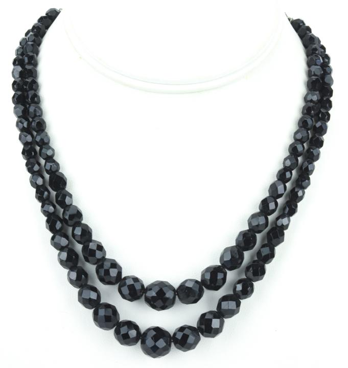 Vintage French Jet Bead Double Strand Necklace (1 of 7)