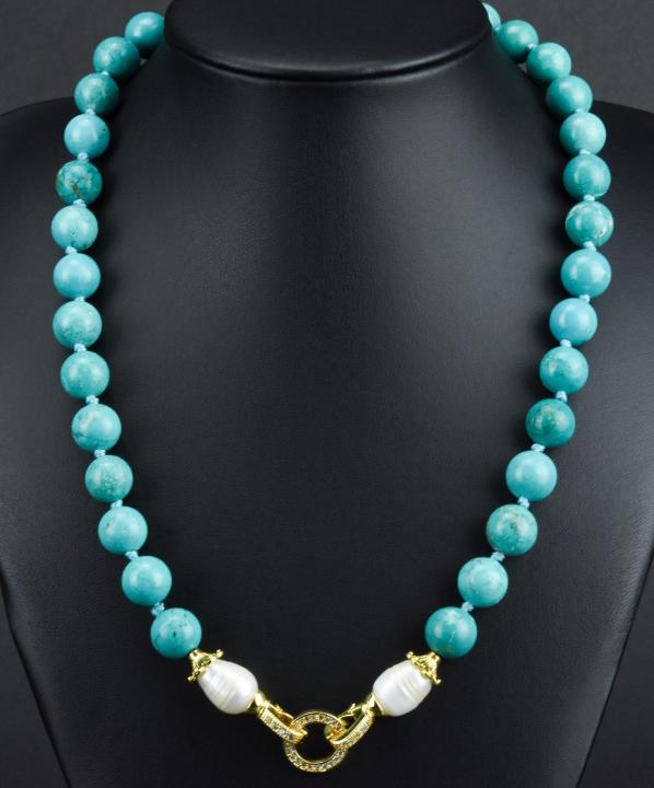 Turquoise Bead & Baroque Pearl Necklace Strand (1 of 8)