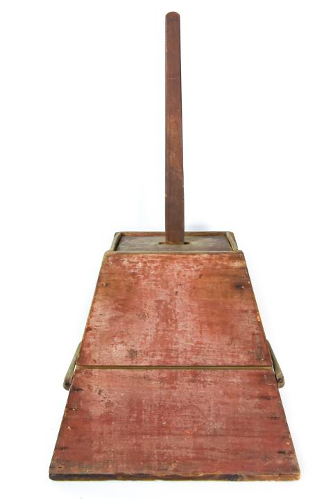 Antique Freestanding Dash Butter Churn: Antique Freestanding Dash Butter Churn. Measures 25 inches x 9 inches x 44 inches.