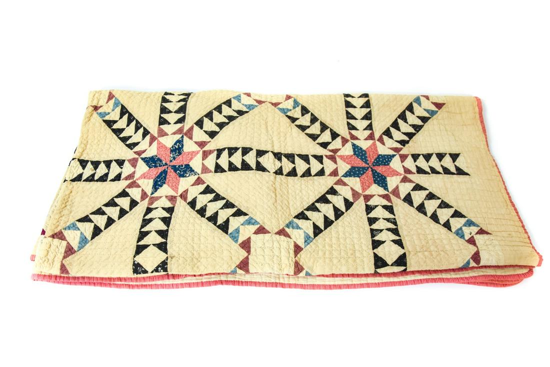 Antique Hand Made 8-Point Star Quilt (1 of 9)