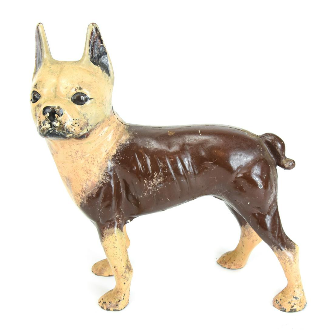 Antique Cast Iron Painted French Bulldog Door Stop: Antique Cast Iron Hand Painted French Bulldog Door Stop. 10 inches x 9 inches