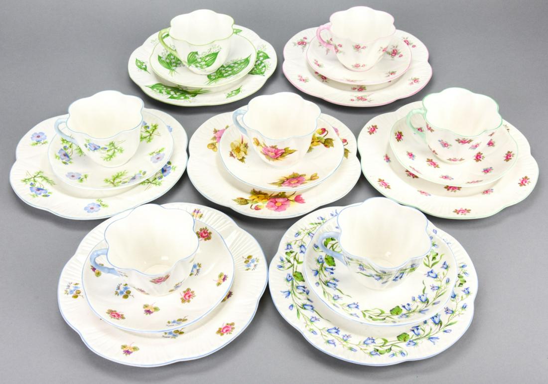 Shelley Porcelain Teacups Saucers & Lunch Plates (1 of 8)