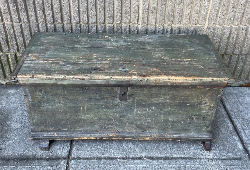 Antique Pine Blanket Trunk w Wrought Iron Hardware (1 of 7)