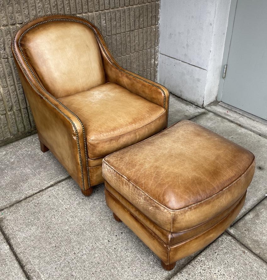 Elite Leather Co Armchair & Ottoman (1 of 9)