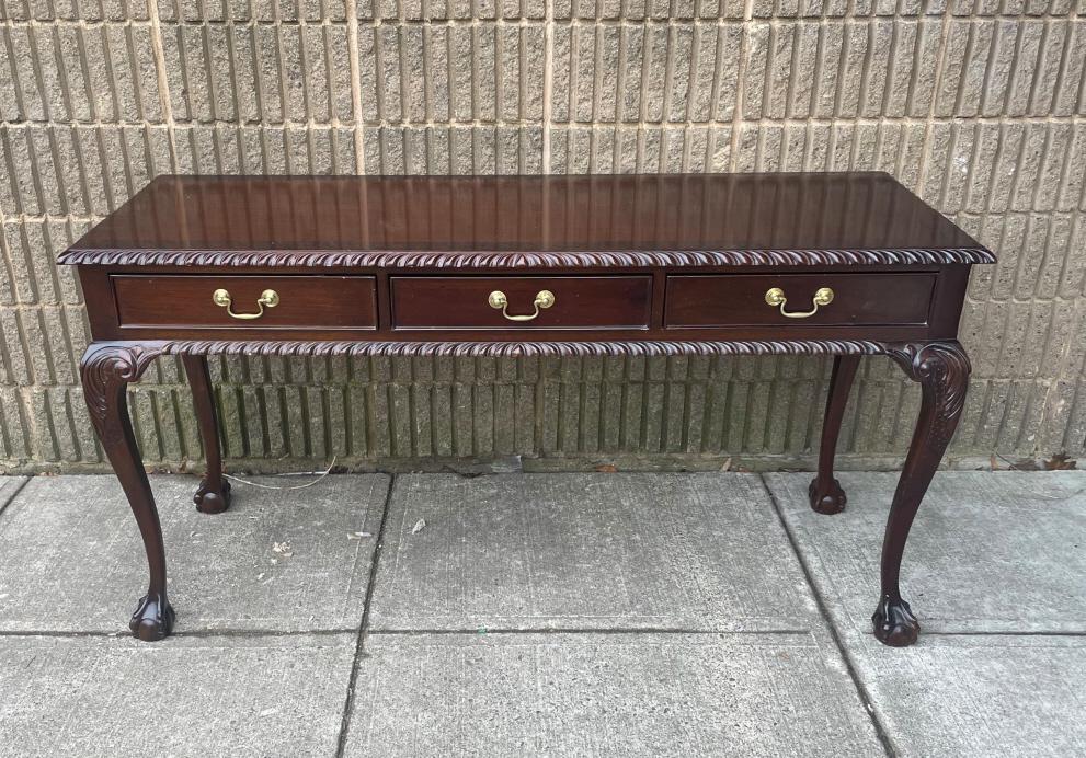 Chippendale Style Mahogany 3 Drawer Console (1 of 5)