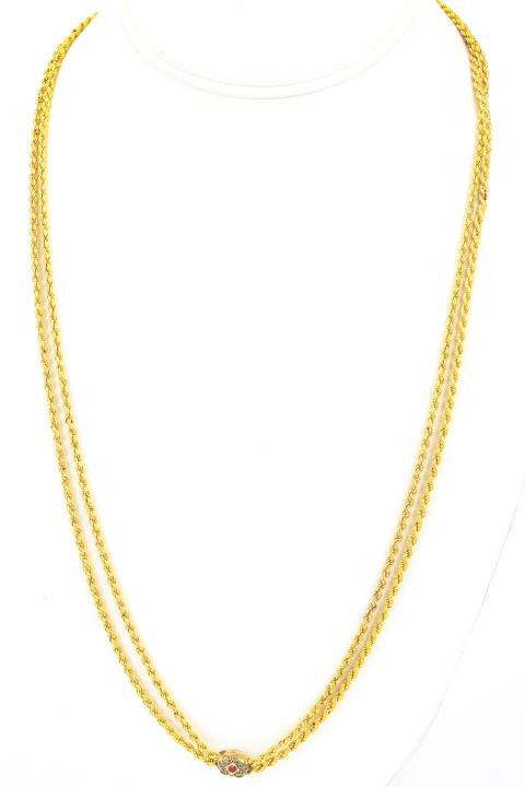 Antique 19th C Necklace Chain w 10kt Gold Slide (1 of 7)