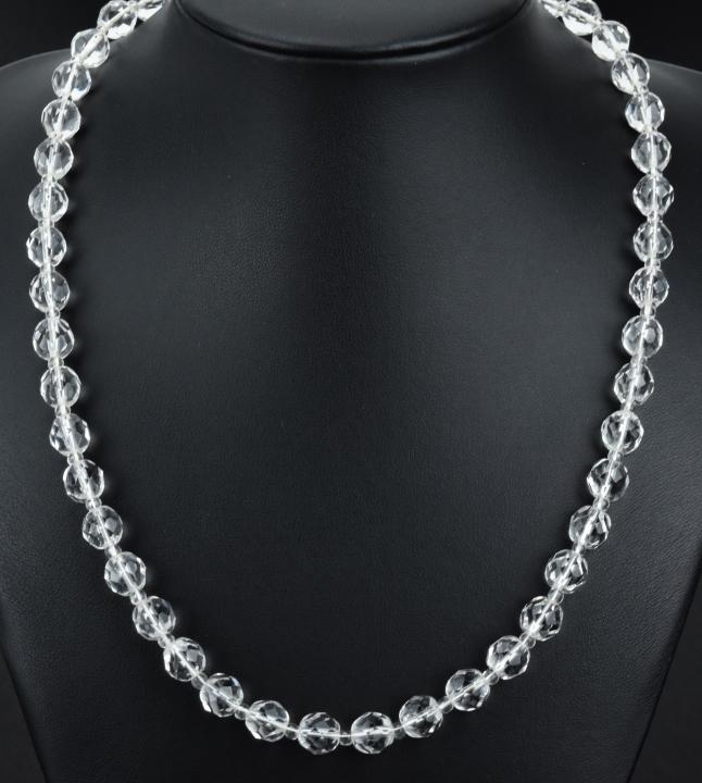 Antique Art Deco Rock Crystal Beaded Necklace: Antique Art Deco Rock Crystal Beaded Necklace Strand. Measures just over 18 inches in length.