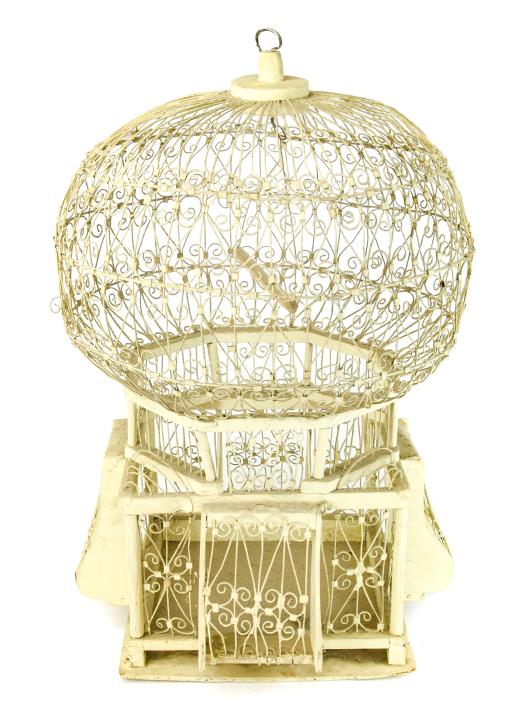 Antique Victorian Wood Wire Balloon Form Birdcage (1 of 8)