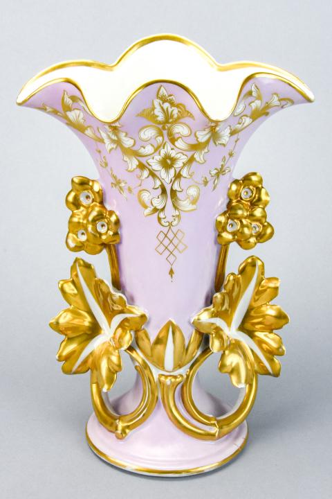 Antique French Gilt Porcelain Cornet Vase (1 of 8)