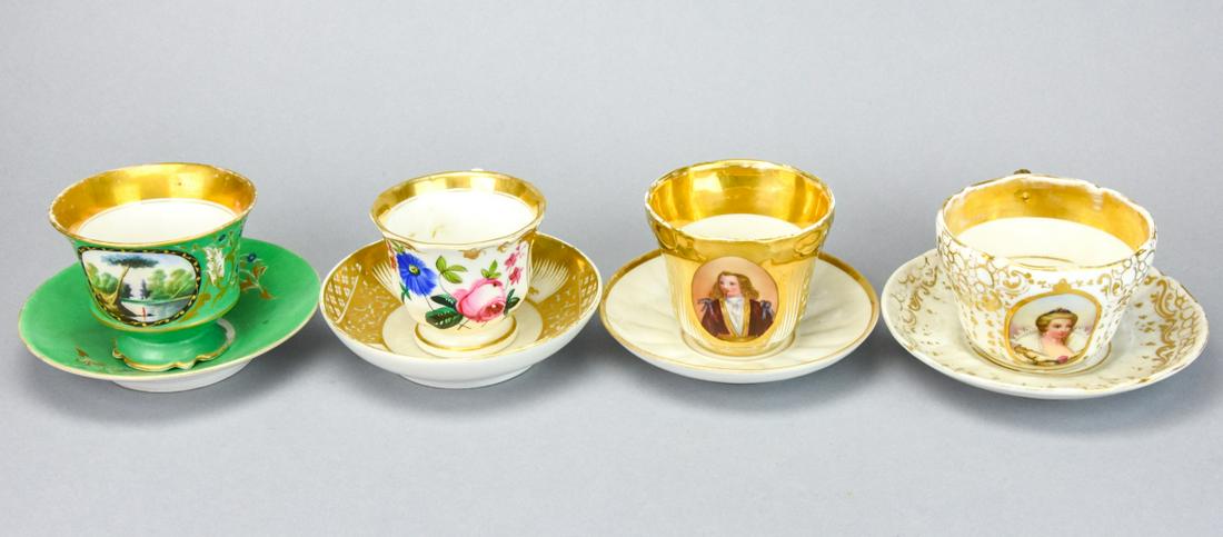 Antique Hand Painted Coffee Cups & Saucers (1 of 5)