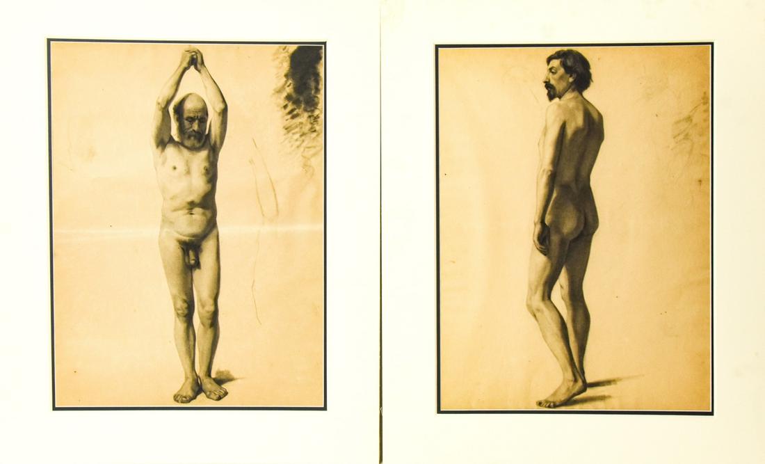 Pair Male Nudes Charcoal on Paper (1 of 9)